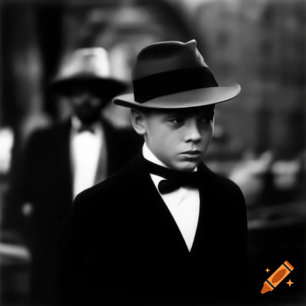 1930s gangster with borsalino hat in a dim city street on Craiyon