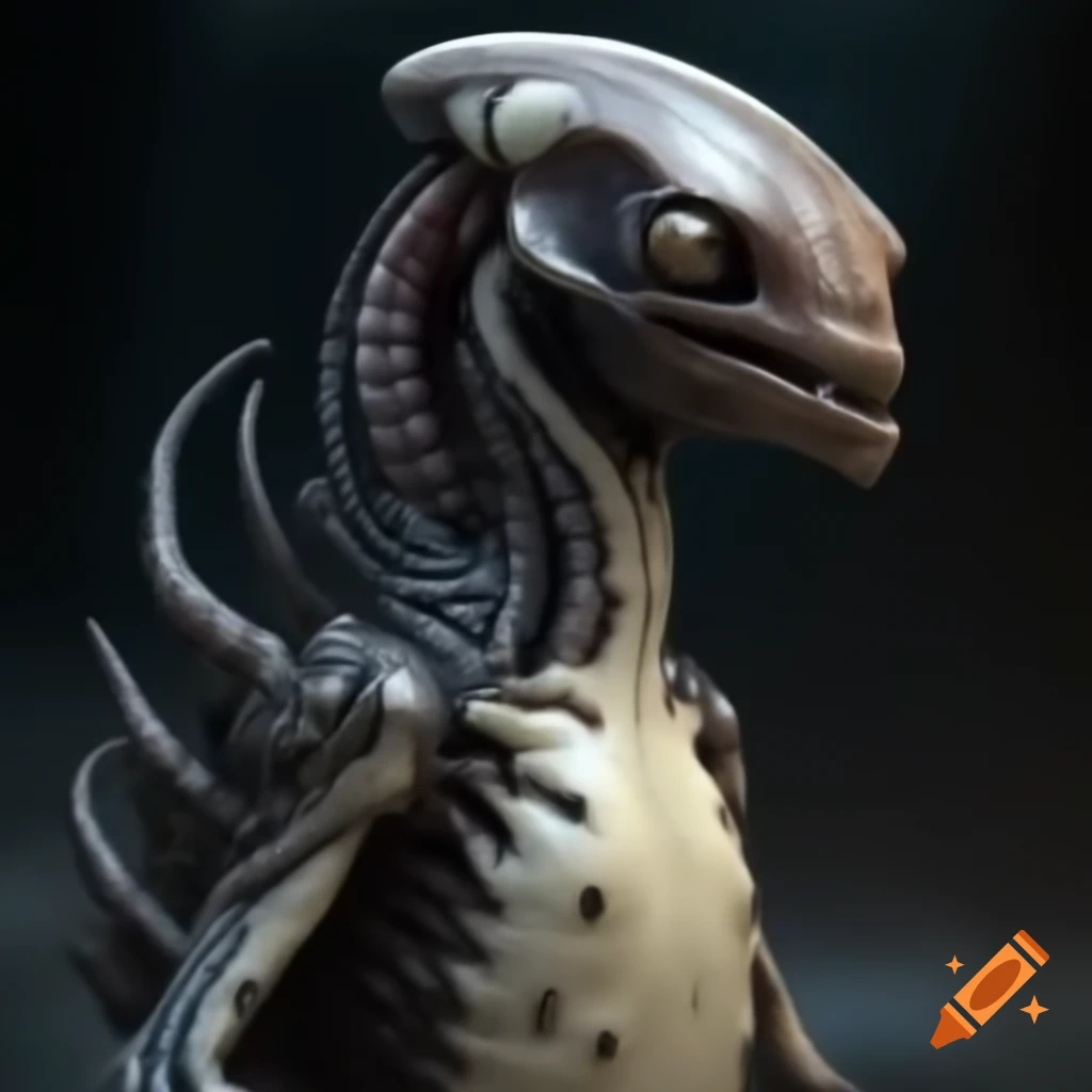 Photorealistic penguin designed as a xenomorph