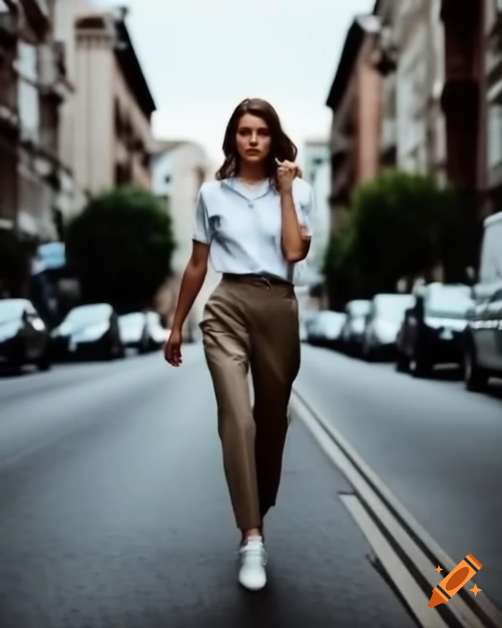 Beautiful woman walking in urban streets