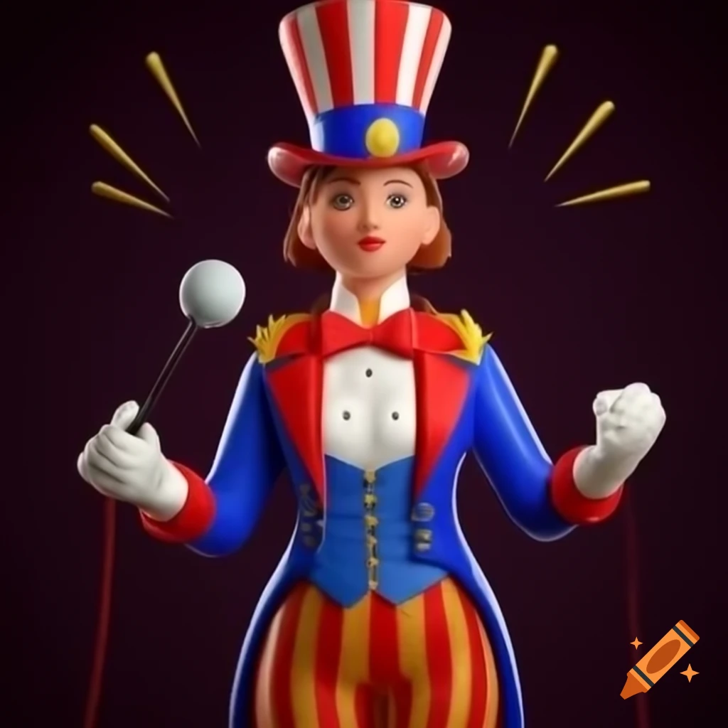 Female circus ringmaster in underbust and tie, stylish performance attire