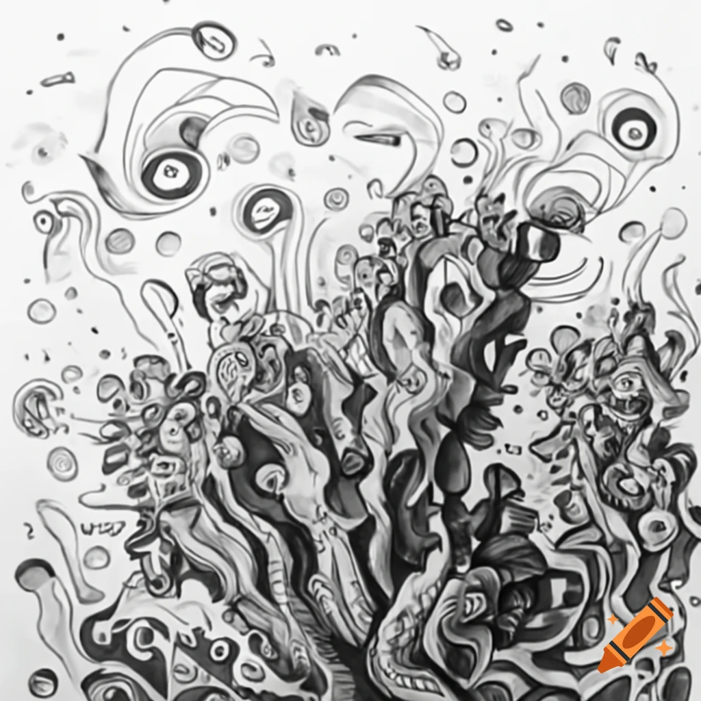 Surreal mezzotint black and white drawing of sea sponge by Gustave Dore and Hans Bellmer