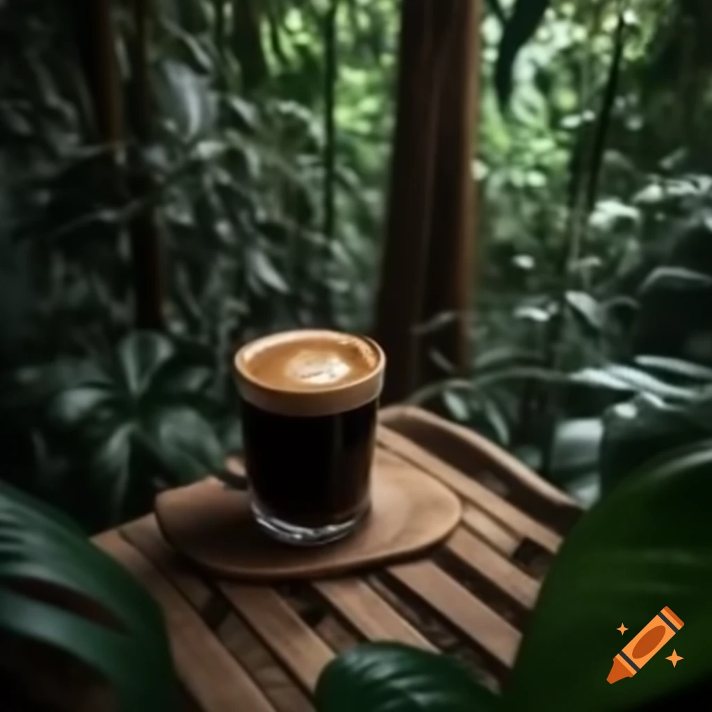 Coffee shop interior designed like a tropical rainforest