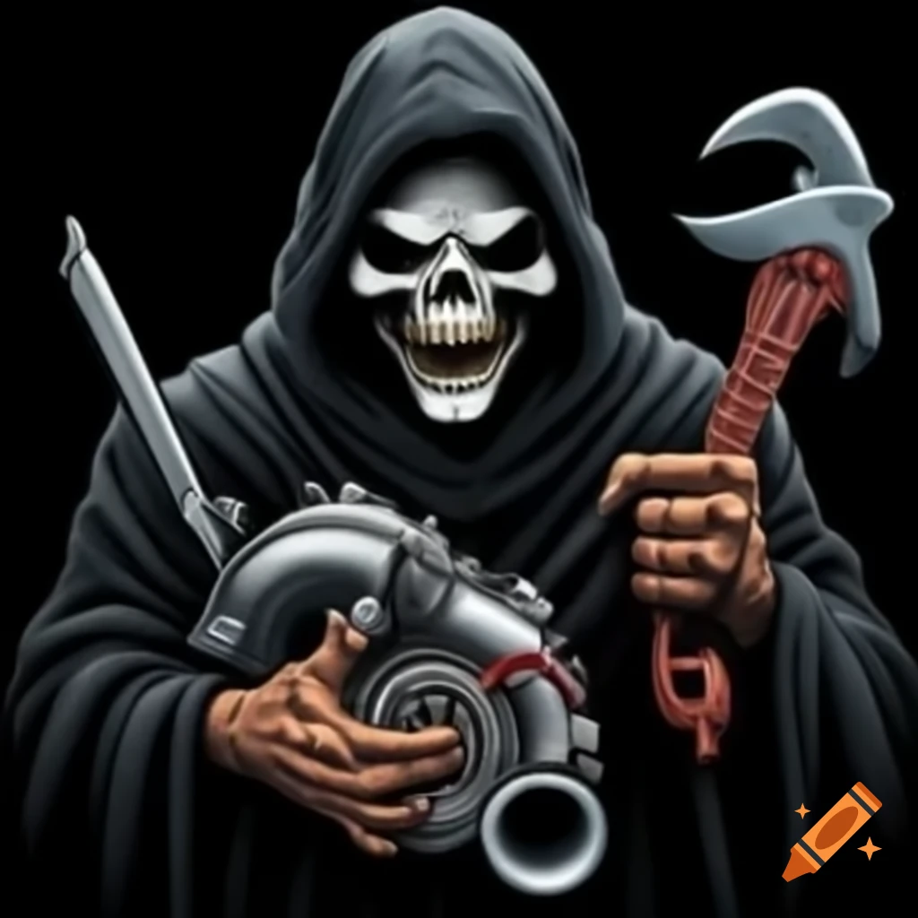 Grim reaper with turbo engine and spanner