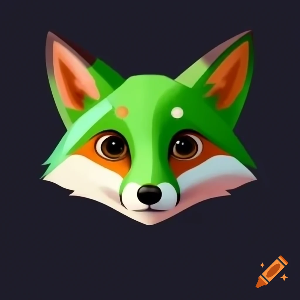 Curious green fox face close-up