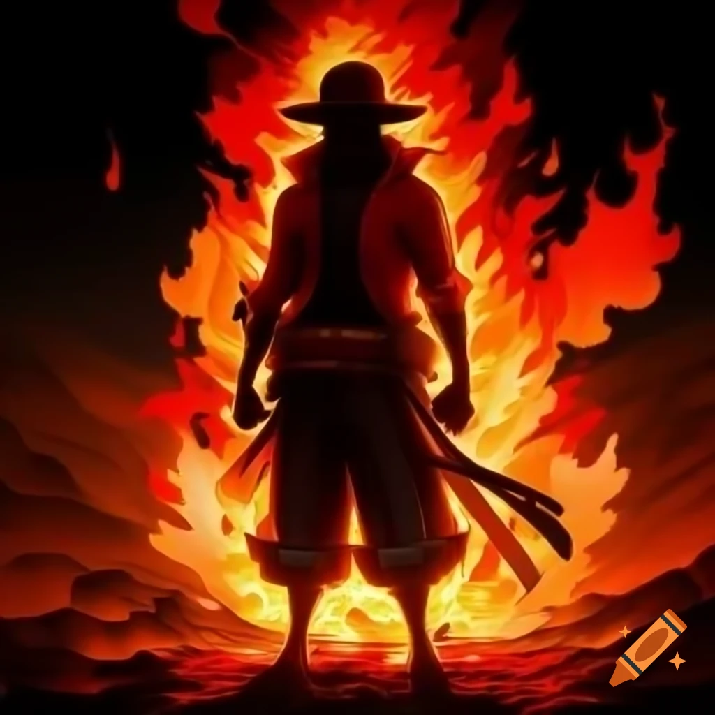 One Piece character Luffy surrounded by flames for SoundCloud