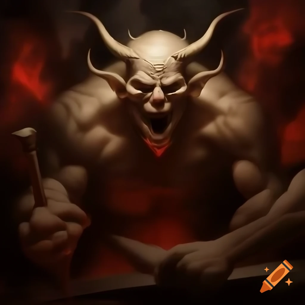 Ancient painting depicting a devil figure
