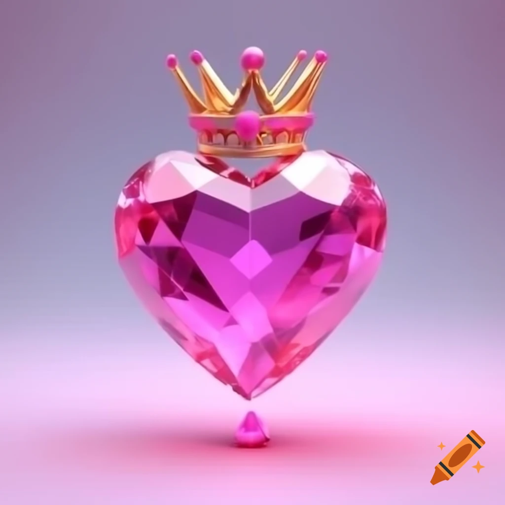 Pink crystal heart with crown designed as a lightstick