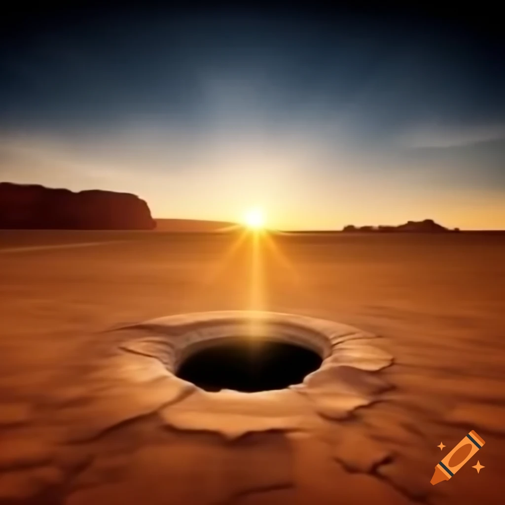 Desert landscape featuring hole in the ground on craiyon