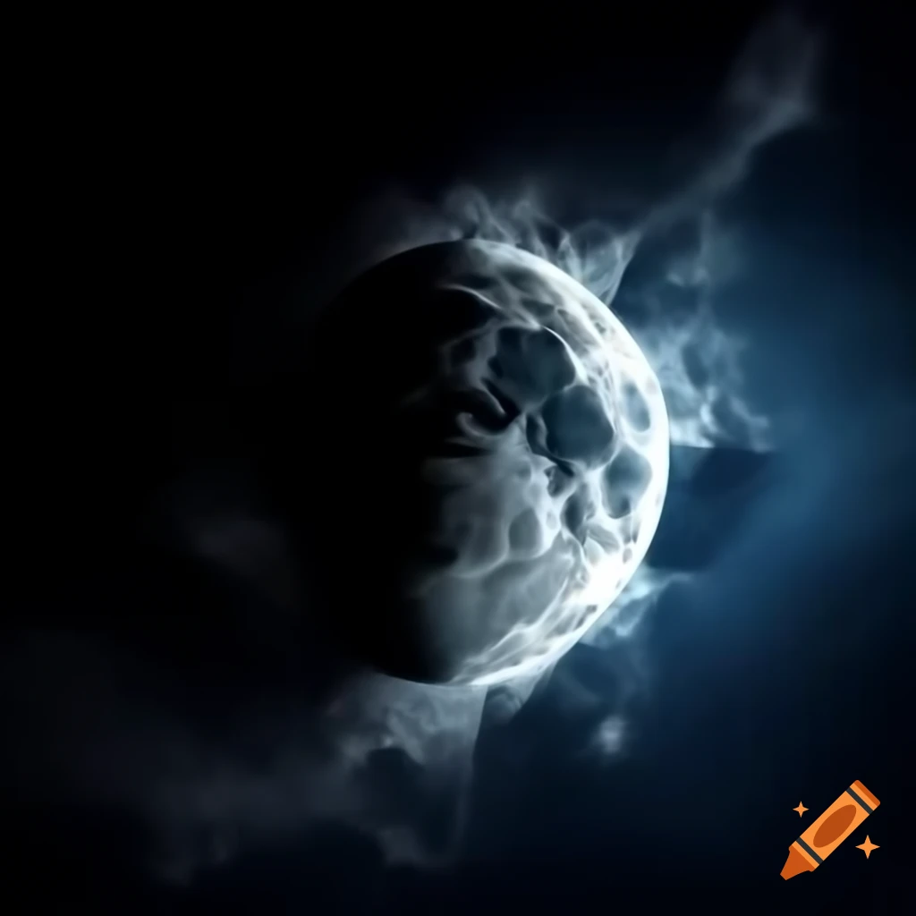 Moon colliding with earth in apocalyptic scene
