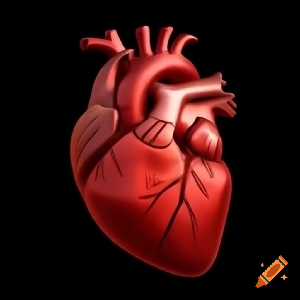 Metallic red graphic of an anatomical heart shape
