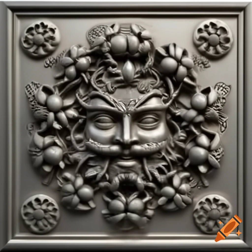 Intricate metal bas-relief artwork