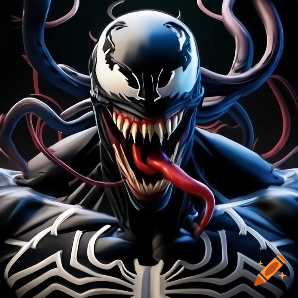 Detailed depiction of Venom highlighting imposing anatomy