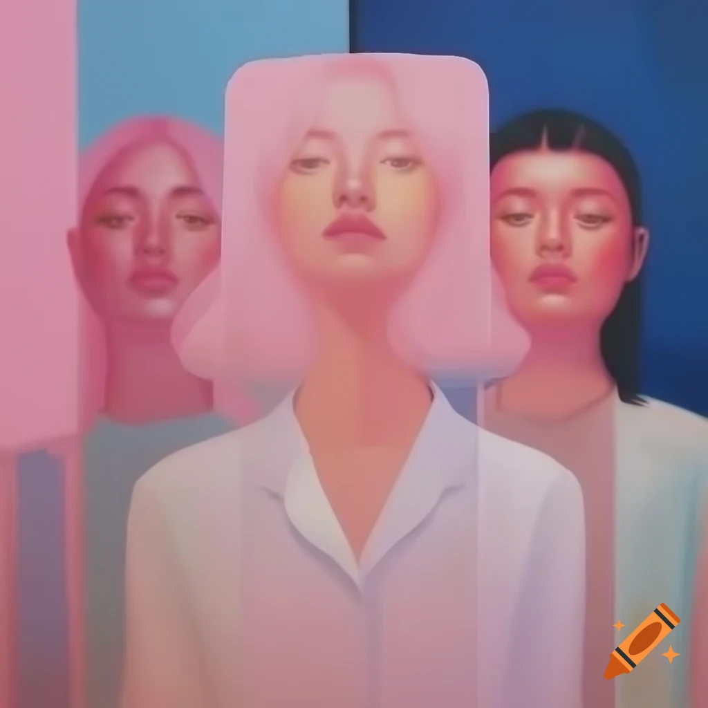 Minimalist dreamy paintings with pastel colors and soft shadows