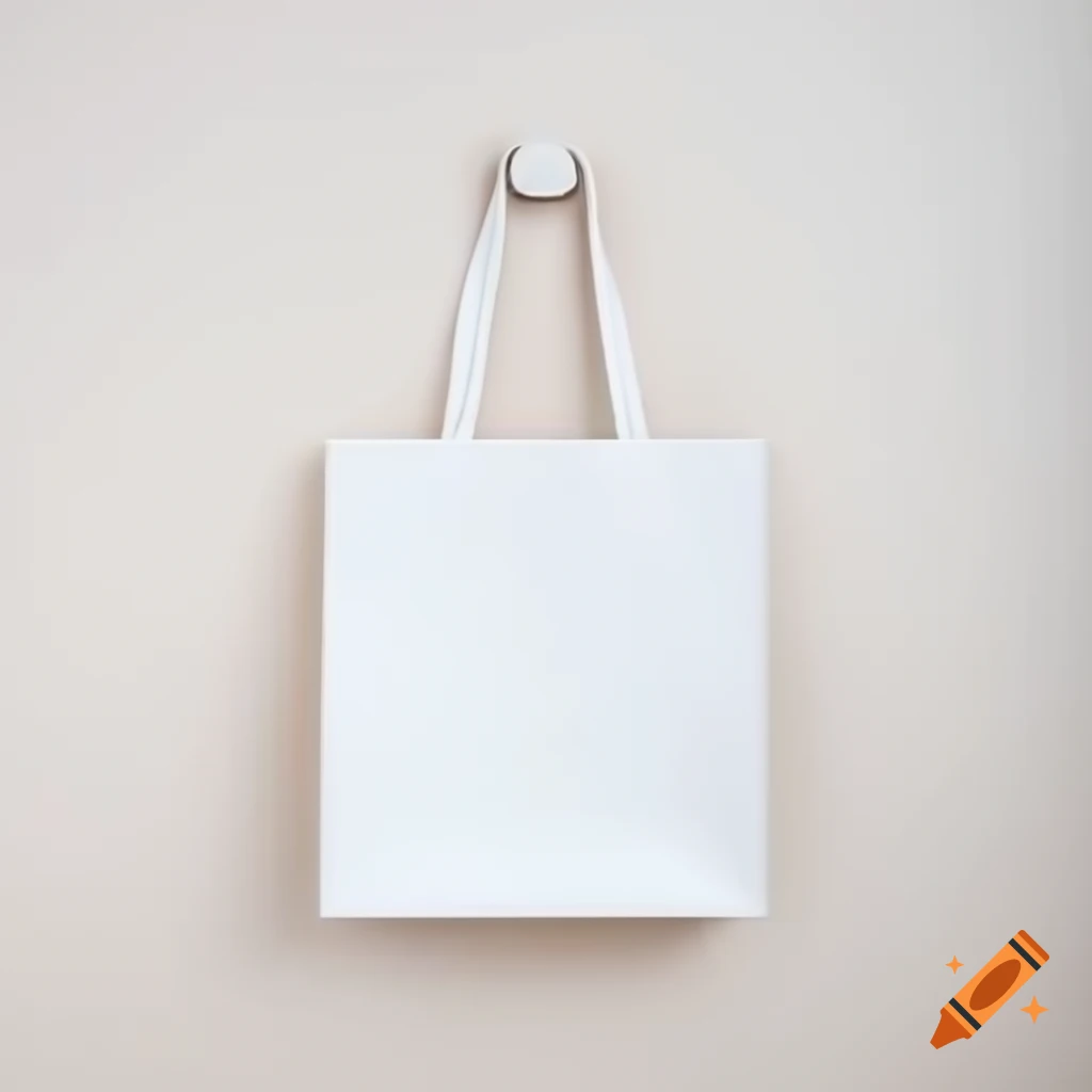 Shopper with white outfit on light background