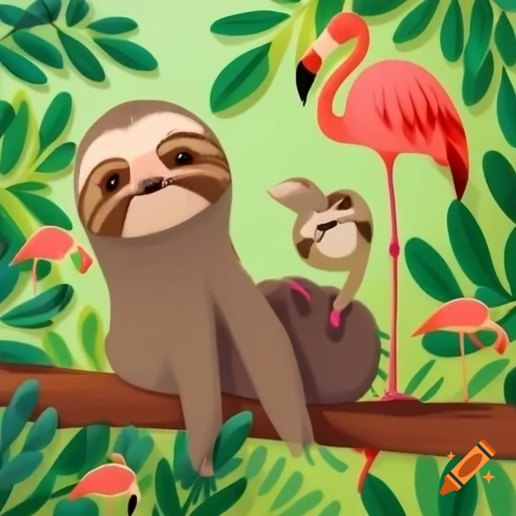 Hybrid creature resembling a sloth and flamingo