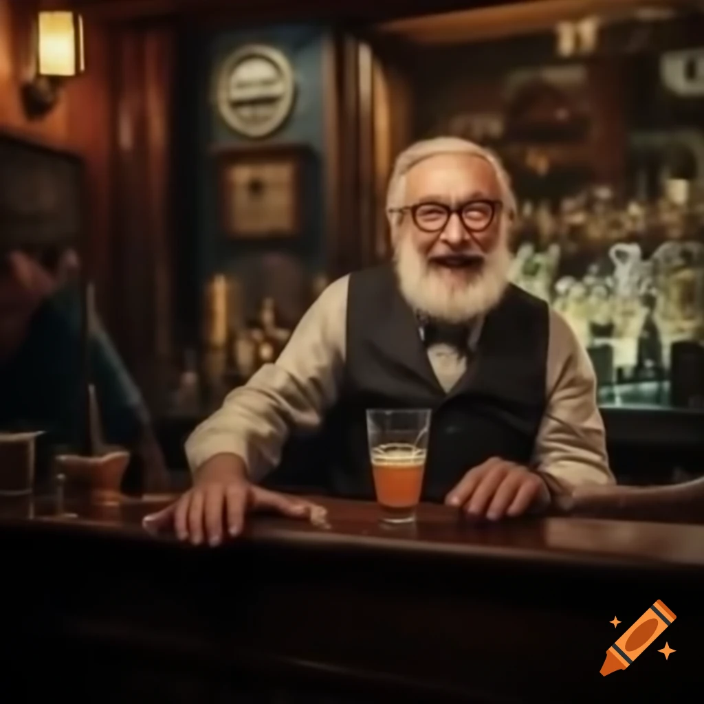 Old couple arguing on stage in a pub, hyper-realistic portrayal on Craiyon