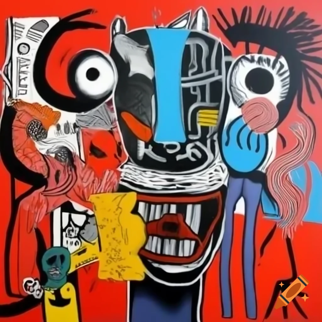 Animalistic figures in the style of Jean-Michel Basquiat