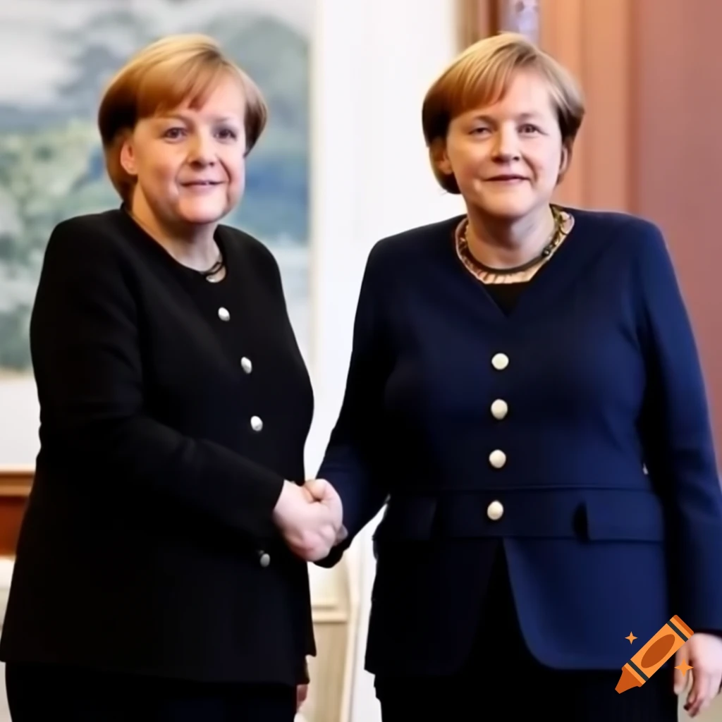 Angela Merkel shaking hands with Zun Zhu