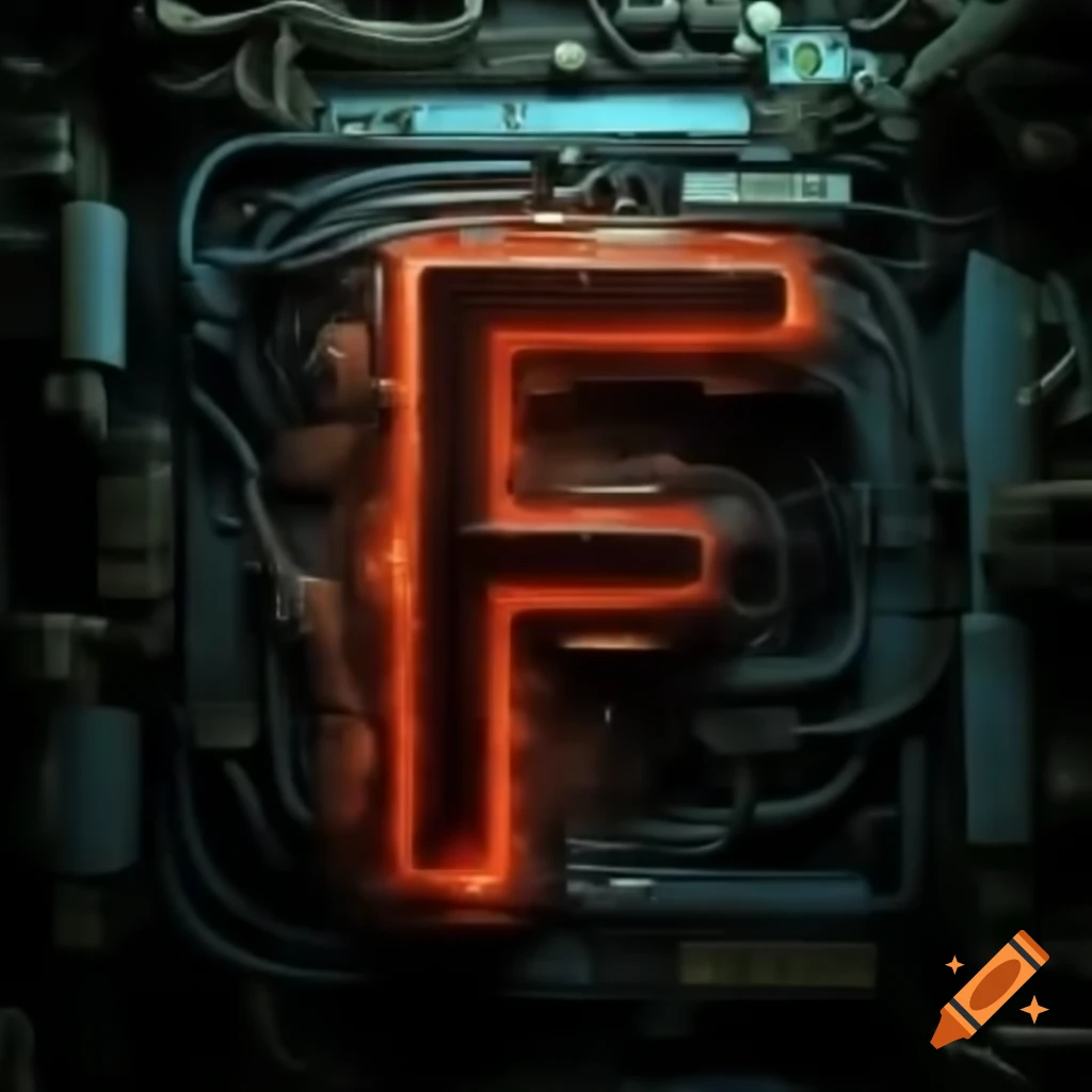 Techno style representation of the letter Ф