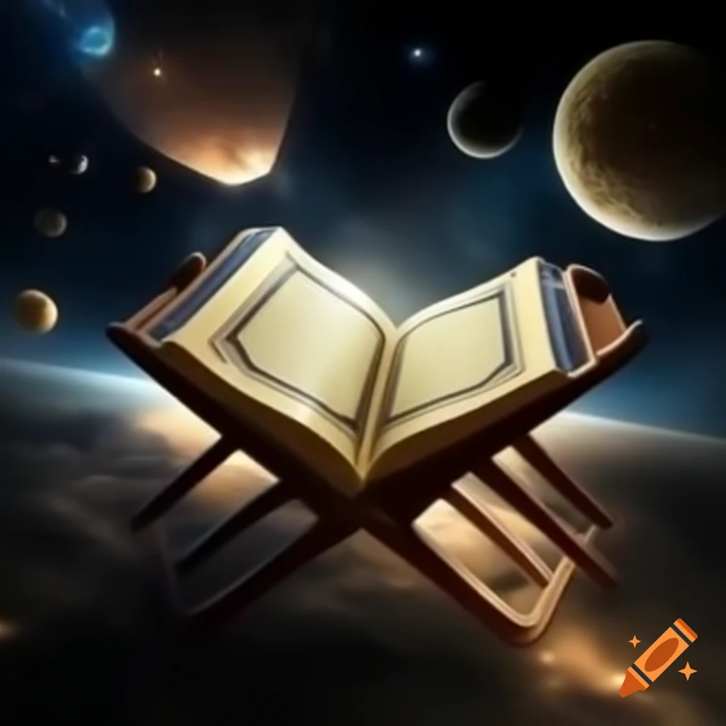 Quran floating in outer space