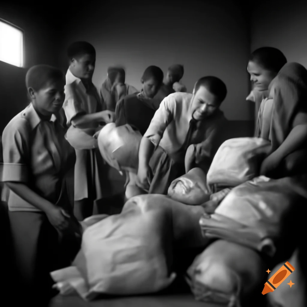 Humanitarian workers distributing food packages to those in need