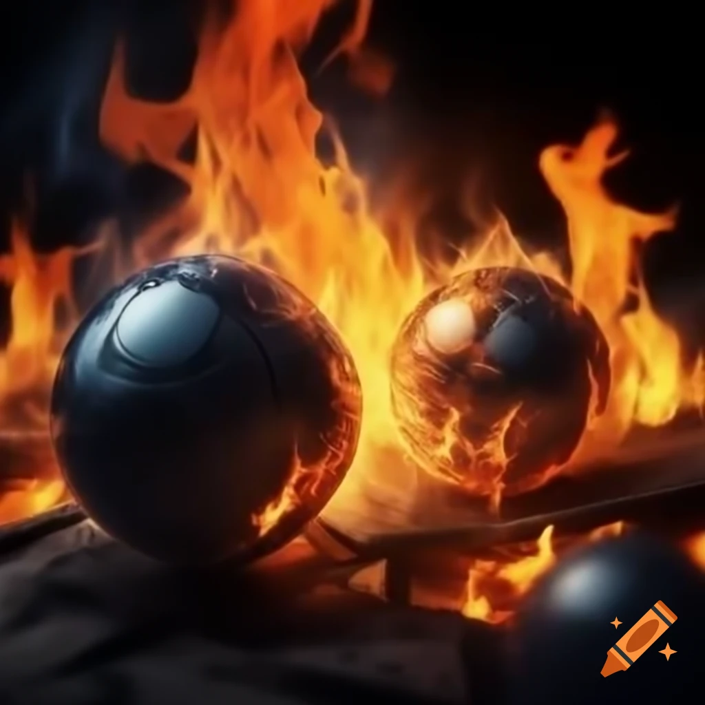 Fiery balls emitting flames