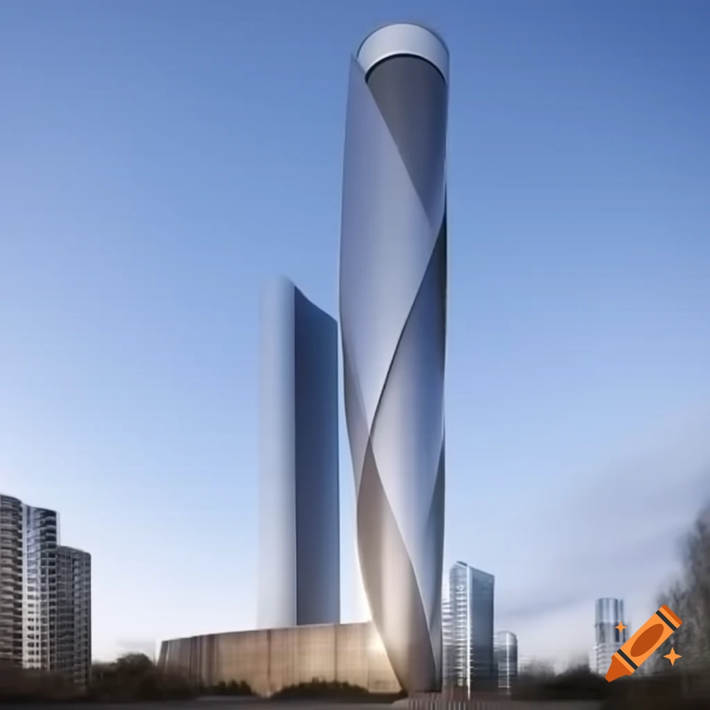 Geometric representation of conic tower with ellipse, circle, parabola, and hyperbola