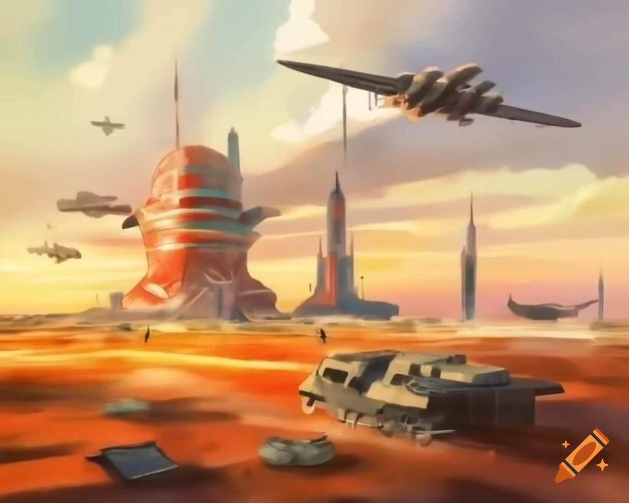 Vintage Soviet poster showcasing sci-fi technological development