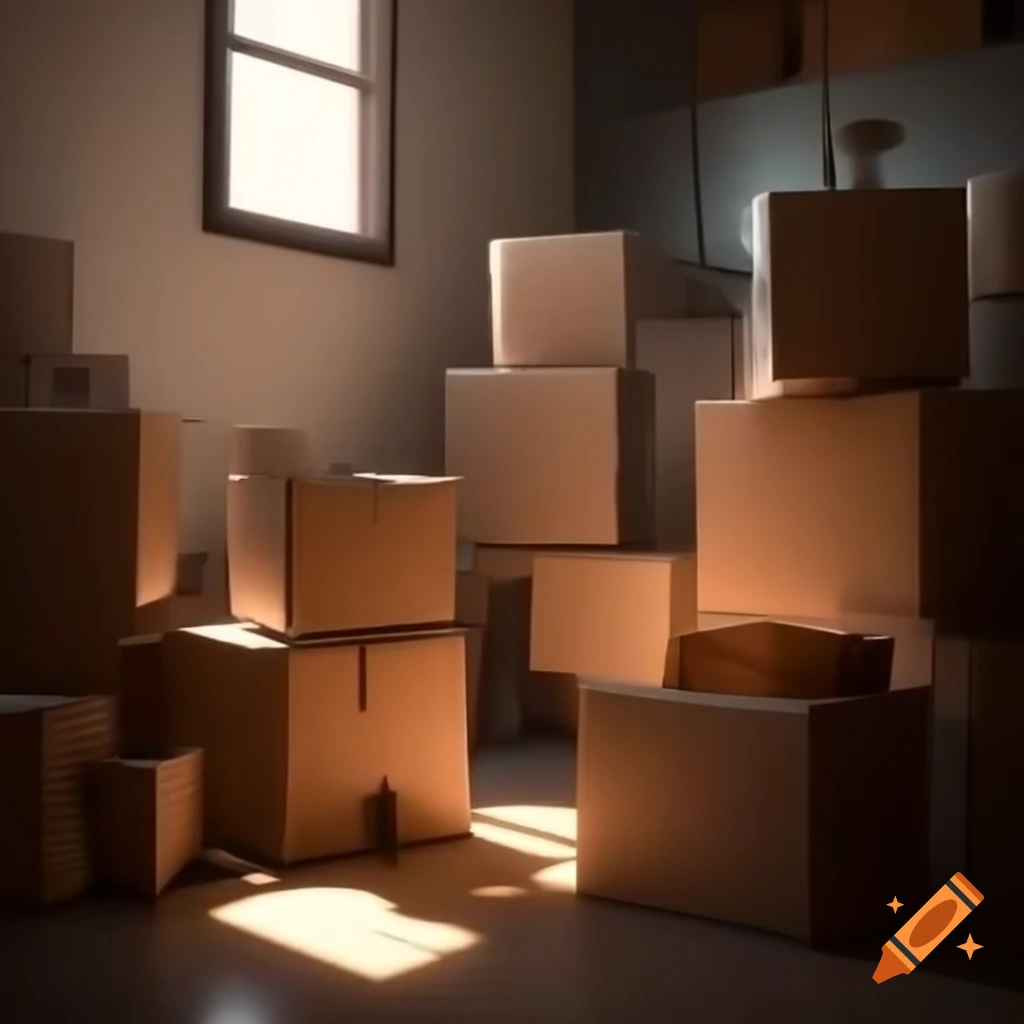 Boxes freshly unloaded in a warm and homey atmosphere