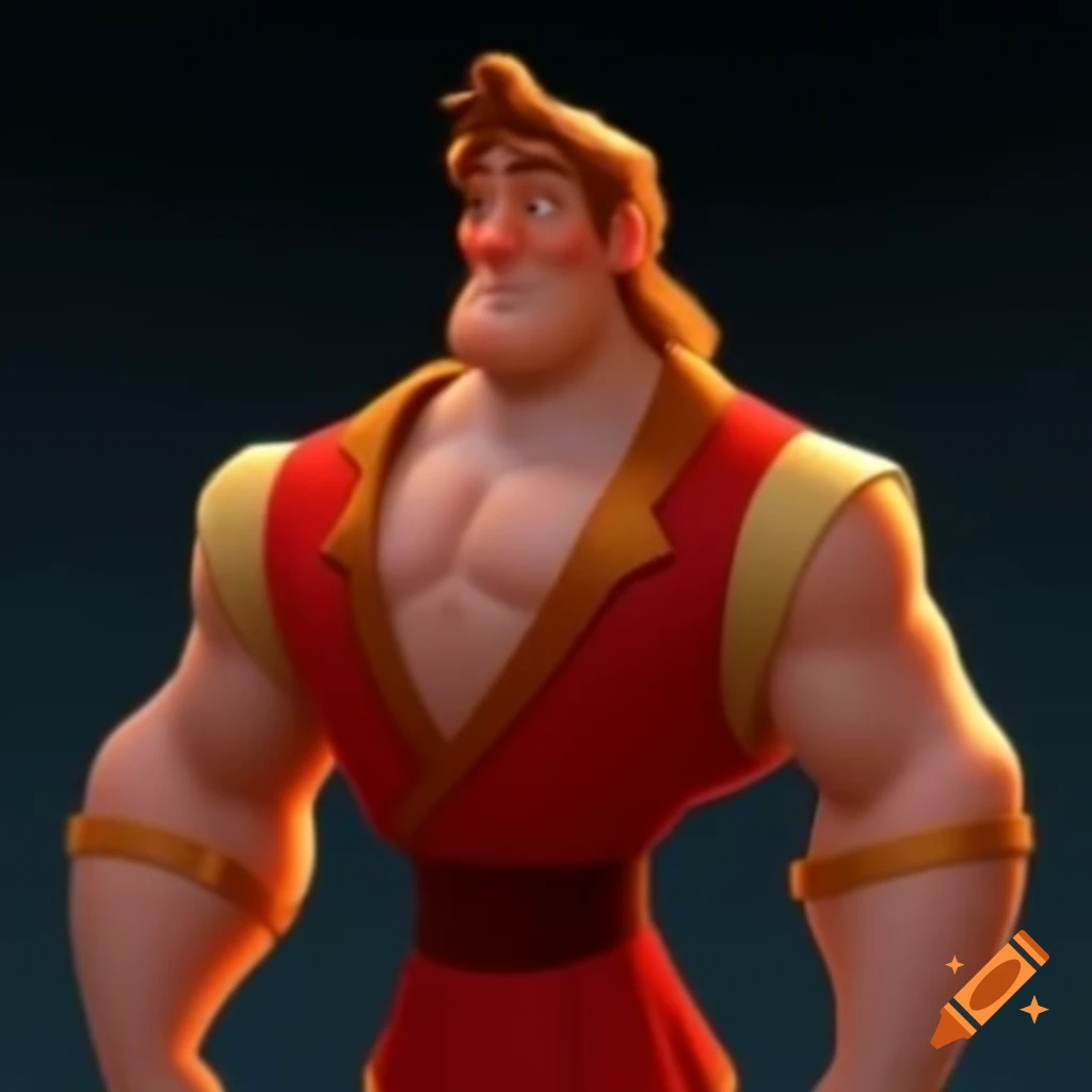 Muscular man in robe Disney style for kids