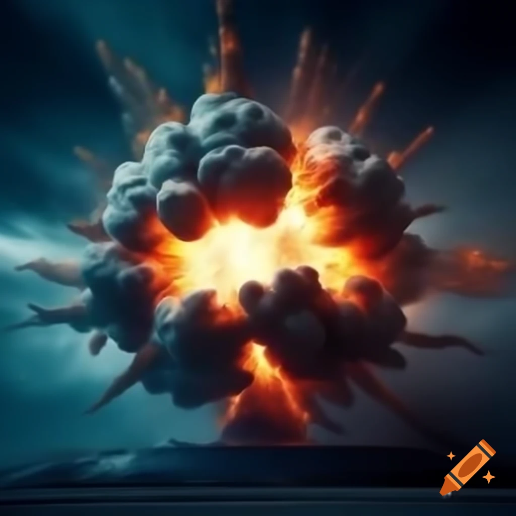 Futuristic explosion with vibrant colors and dynamic shapes