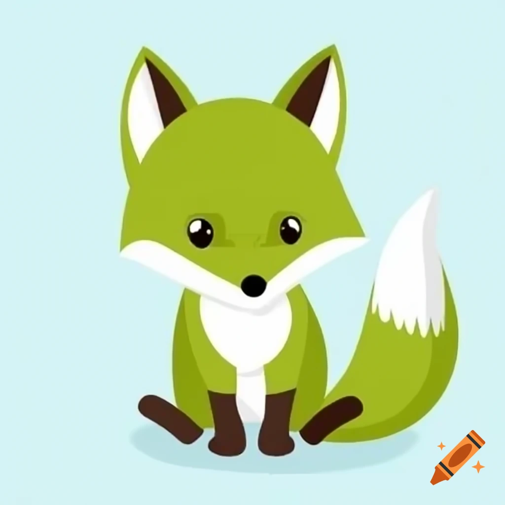 Curious green fox with bright eyes