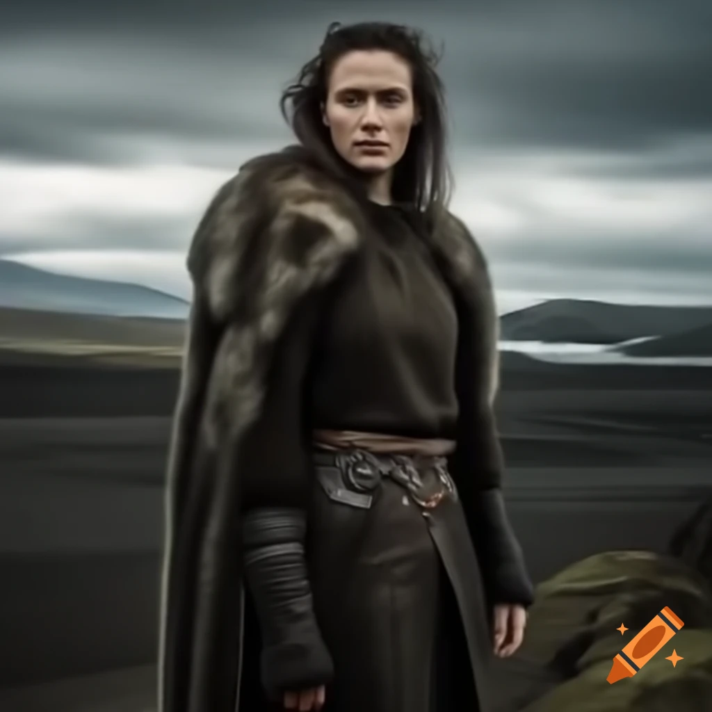 Strong women in furs against Iceland's dramatic landscape, embodying Viking spirit