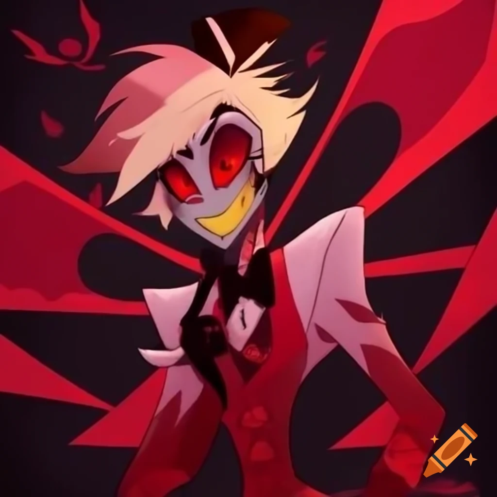 Italian male character with angel like wings in hazbin hotel art style