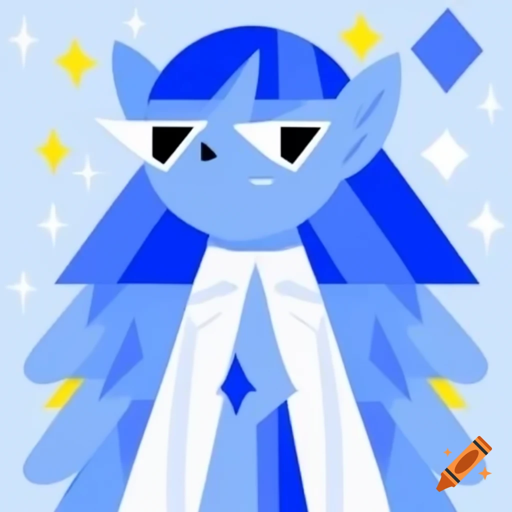 Geometry Dash angel skin in blue and white colors
