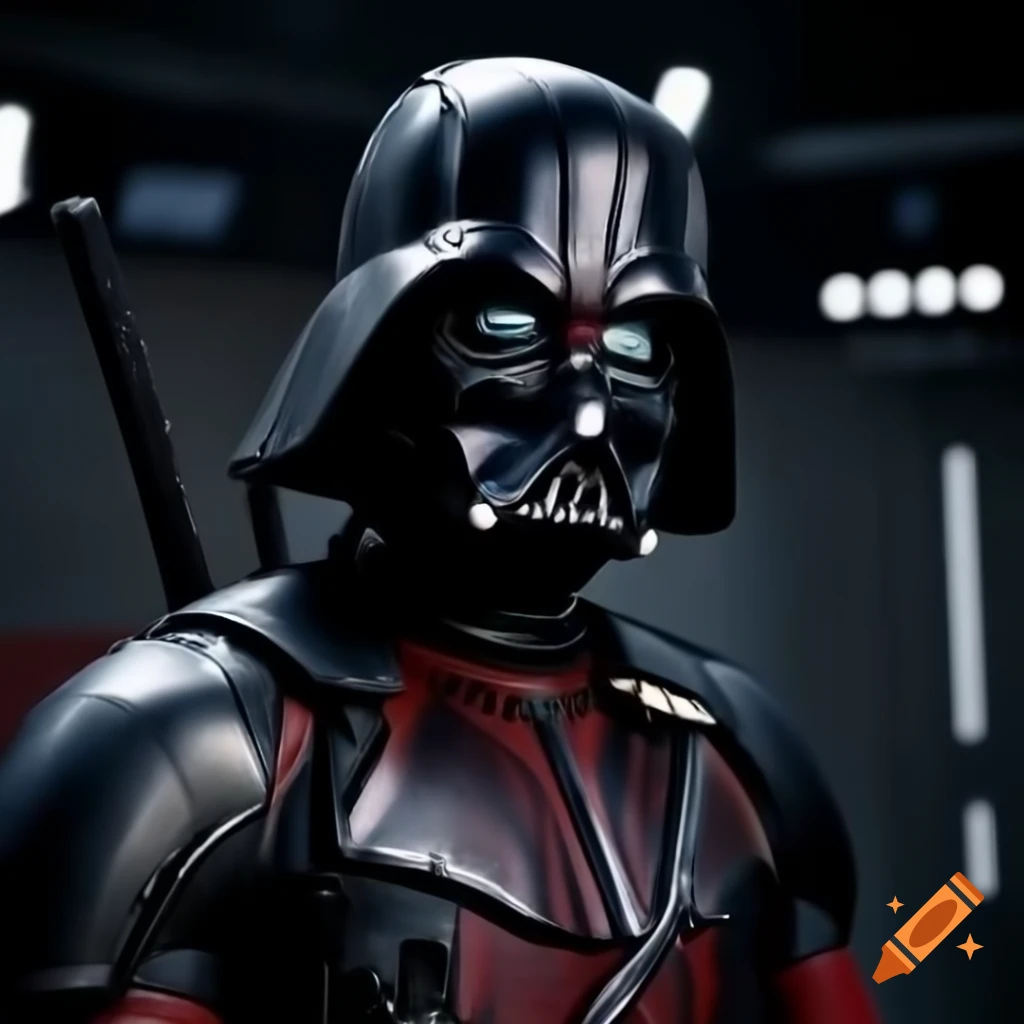 Deadpool dressed in Darth Vader outfit