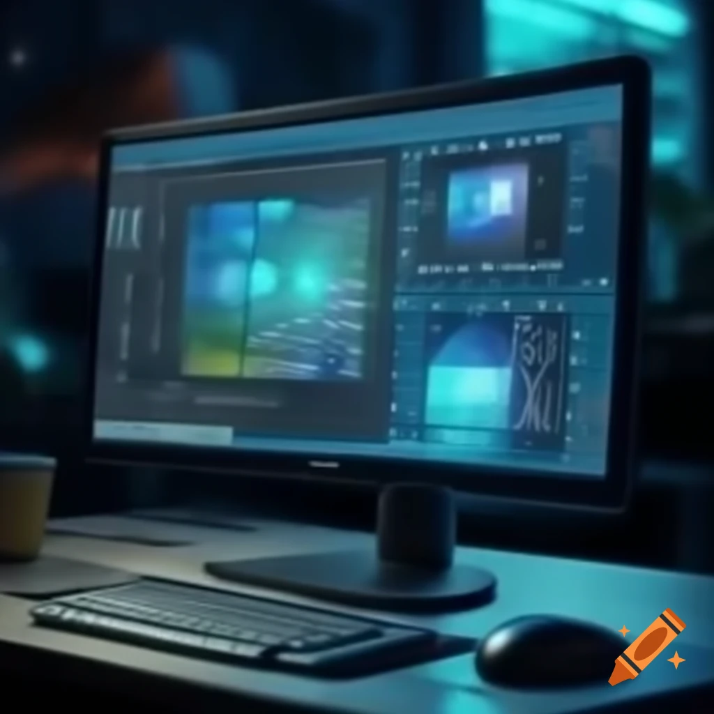 Computer monitor displaying static noise
