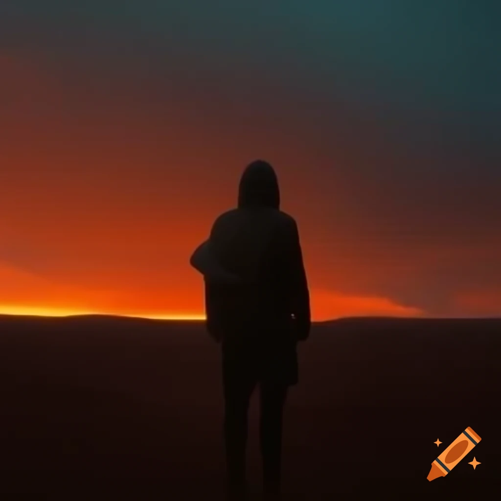 Album cover design featuring person gazing towards horizon