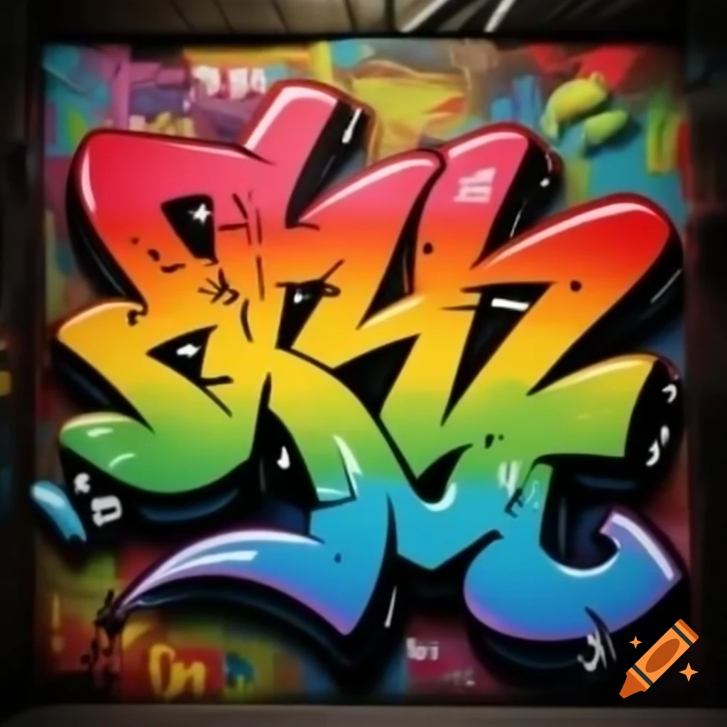 Vibrant rainbow graffiti art on urban wall