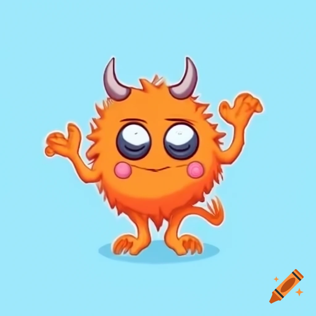 Adorable cute monster character illustration with transparent background