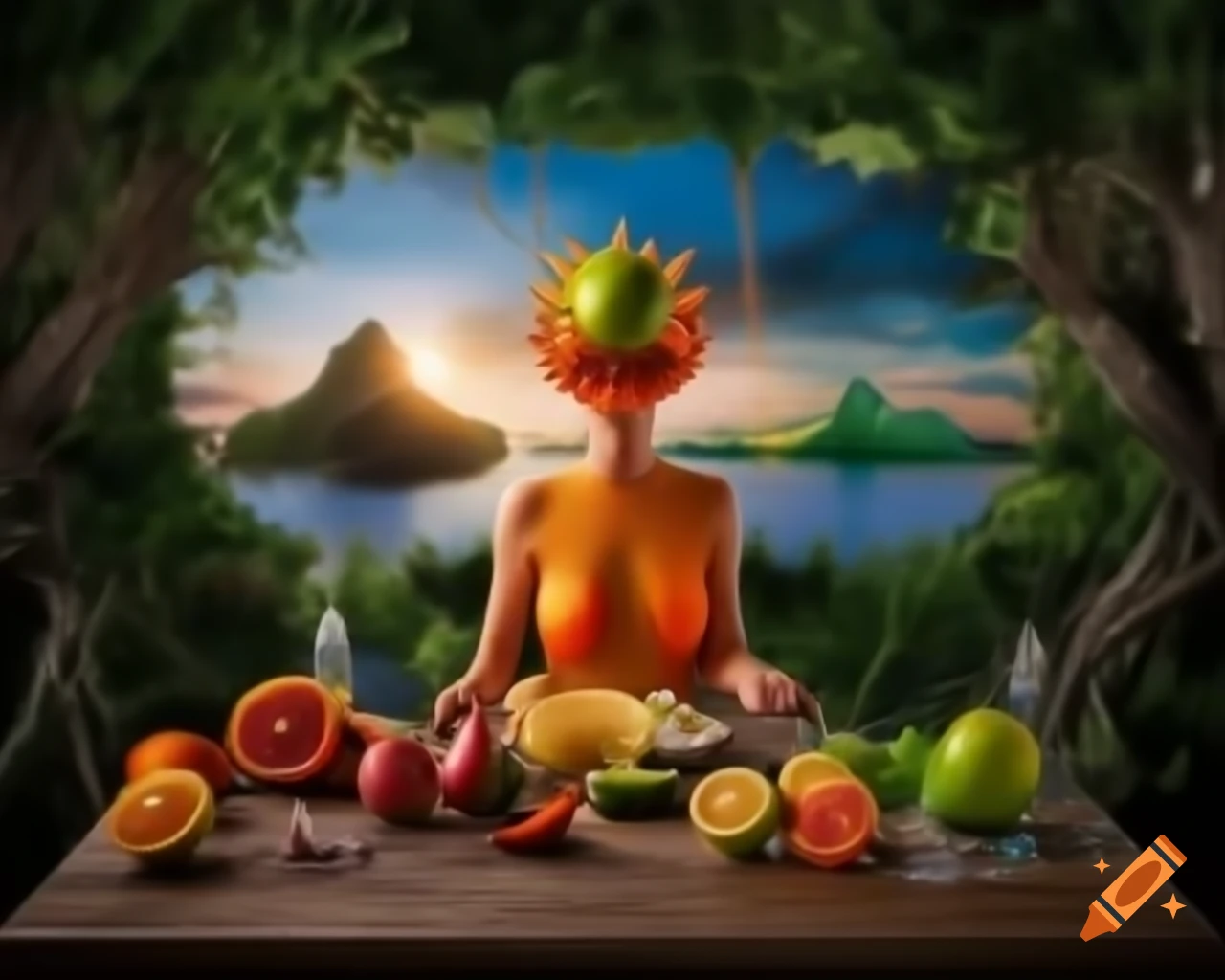 Surreal hyperrealistic world created with advanced technologies featuring nature