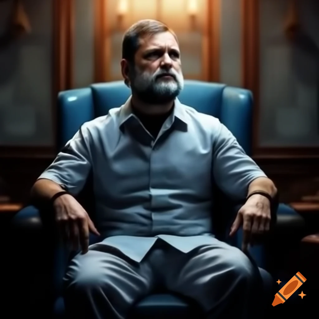 Digital artwork of Rahul Gandhi sitting on a chair