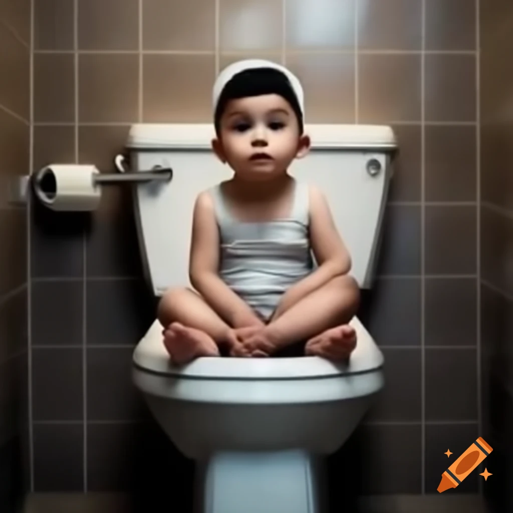 Child in restroom setting