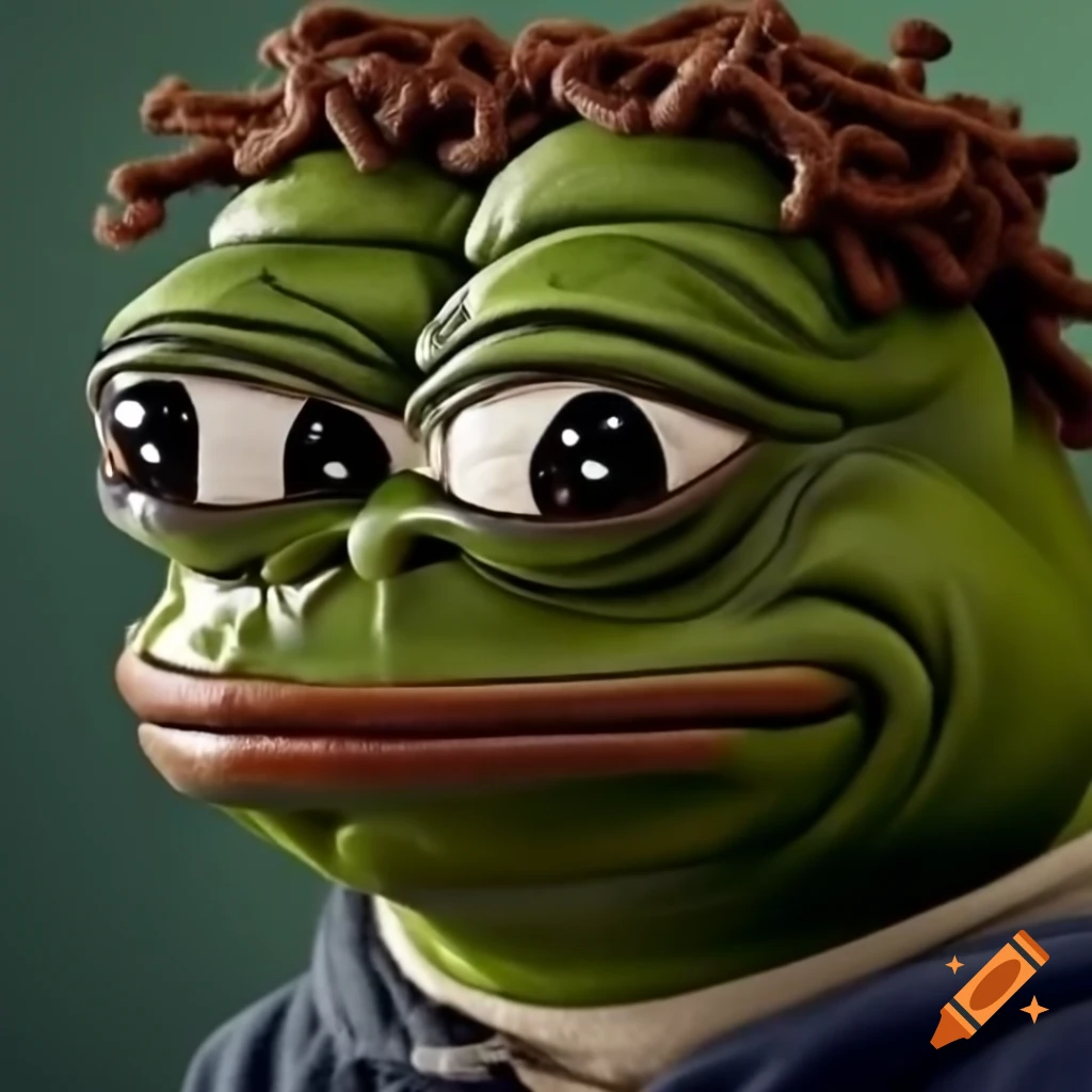 Pepe the frog with curly hair illustration