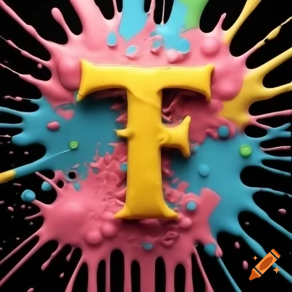 The letter A designed in bright, splashy paint