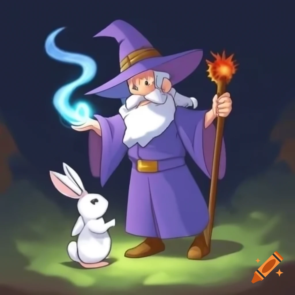 Wizard casting spell on rabbit