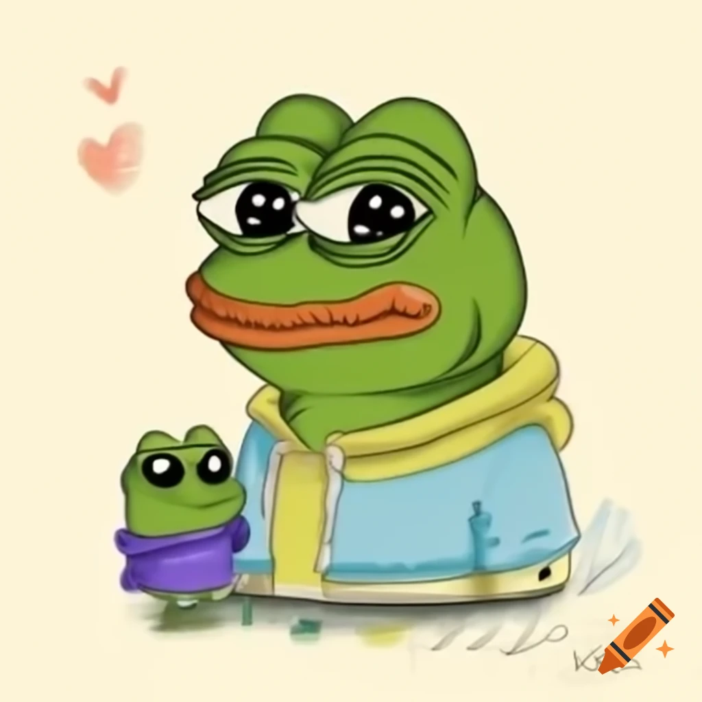 Baby Pepe frog with parents