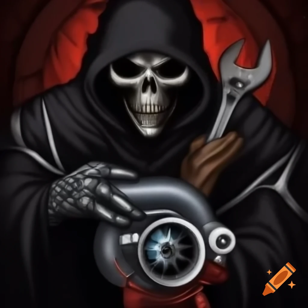 Grim reaper with turbo engine and spanner