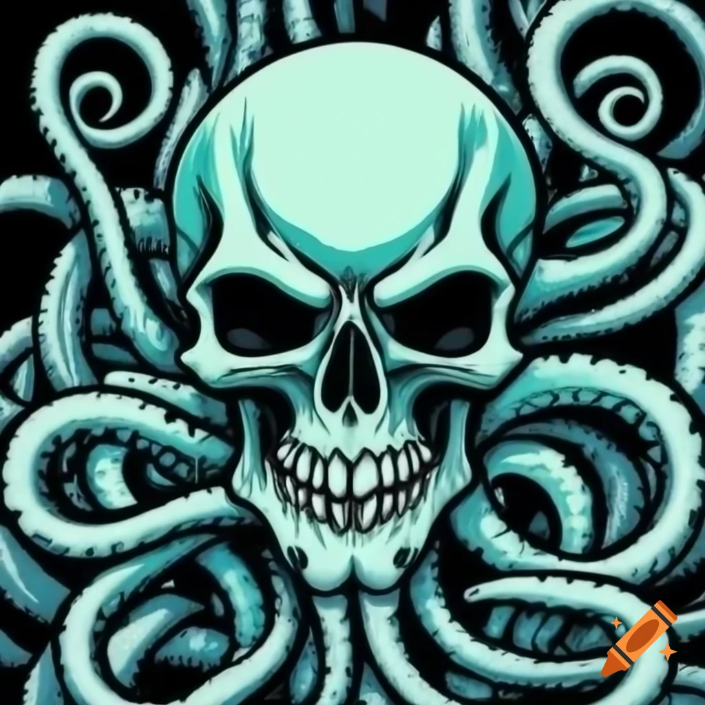 Intricate kraken skull design