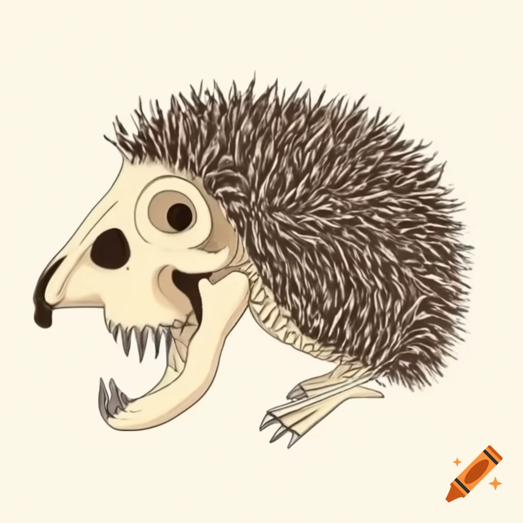 Printable hedgehog skull design for crafts